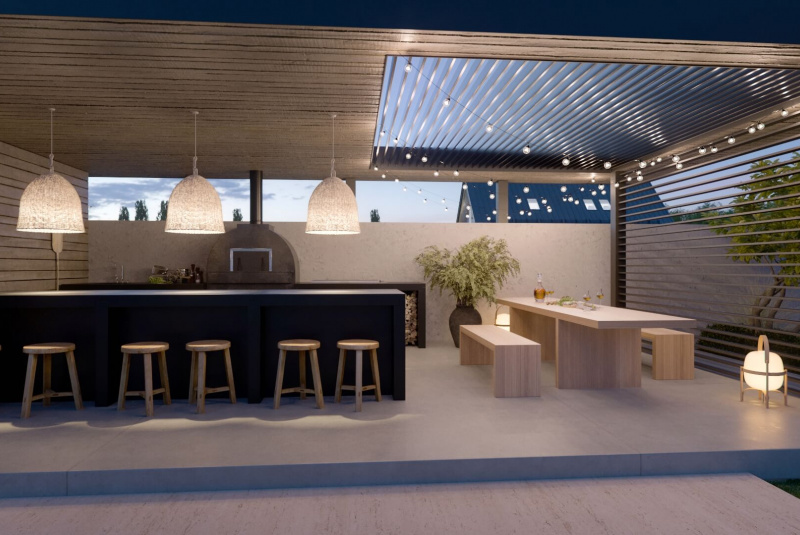 3D vizualizácia záhrady novostavby rodinného domu 