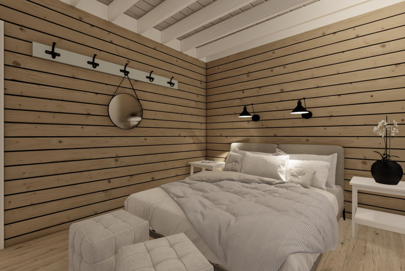 3D vizualizácia interiéru chaty na Dobrej Vode 